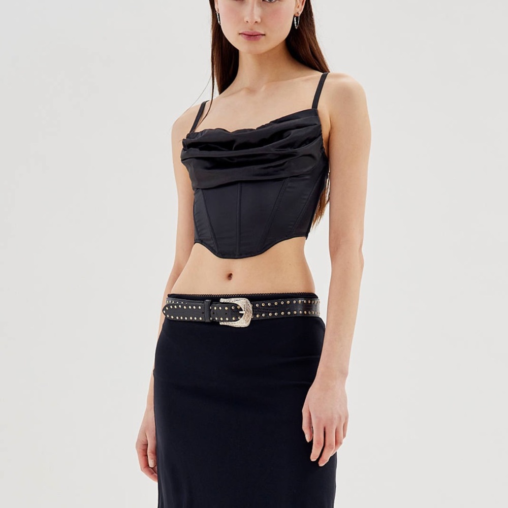 Urban Outfitters | Size XS | Lexi Satin Cowl Corset Top | Black